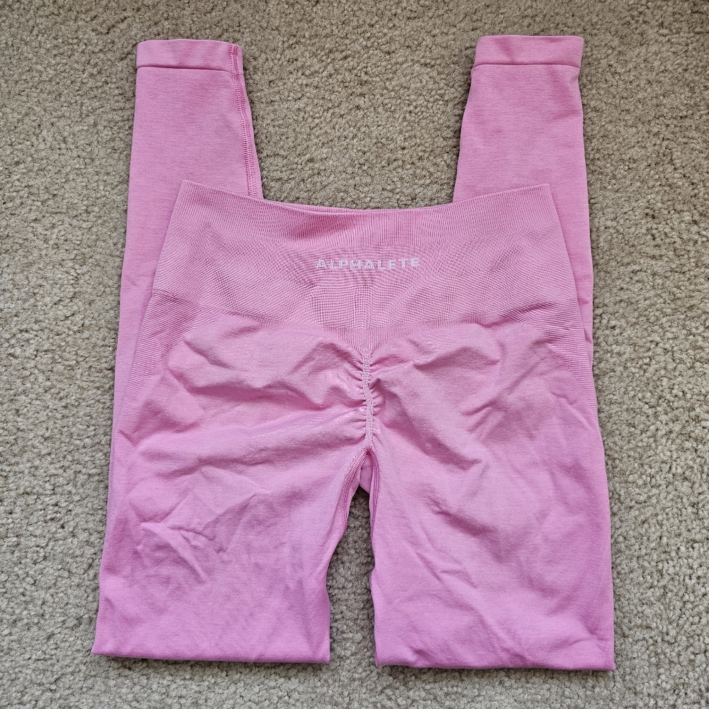 Alphalete amplify leggings cotton candy pink high rise butt scrunch size medium